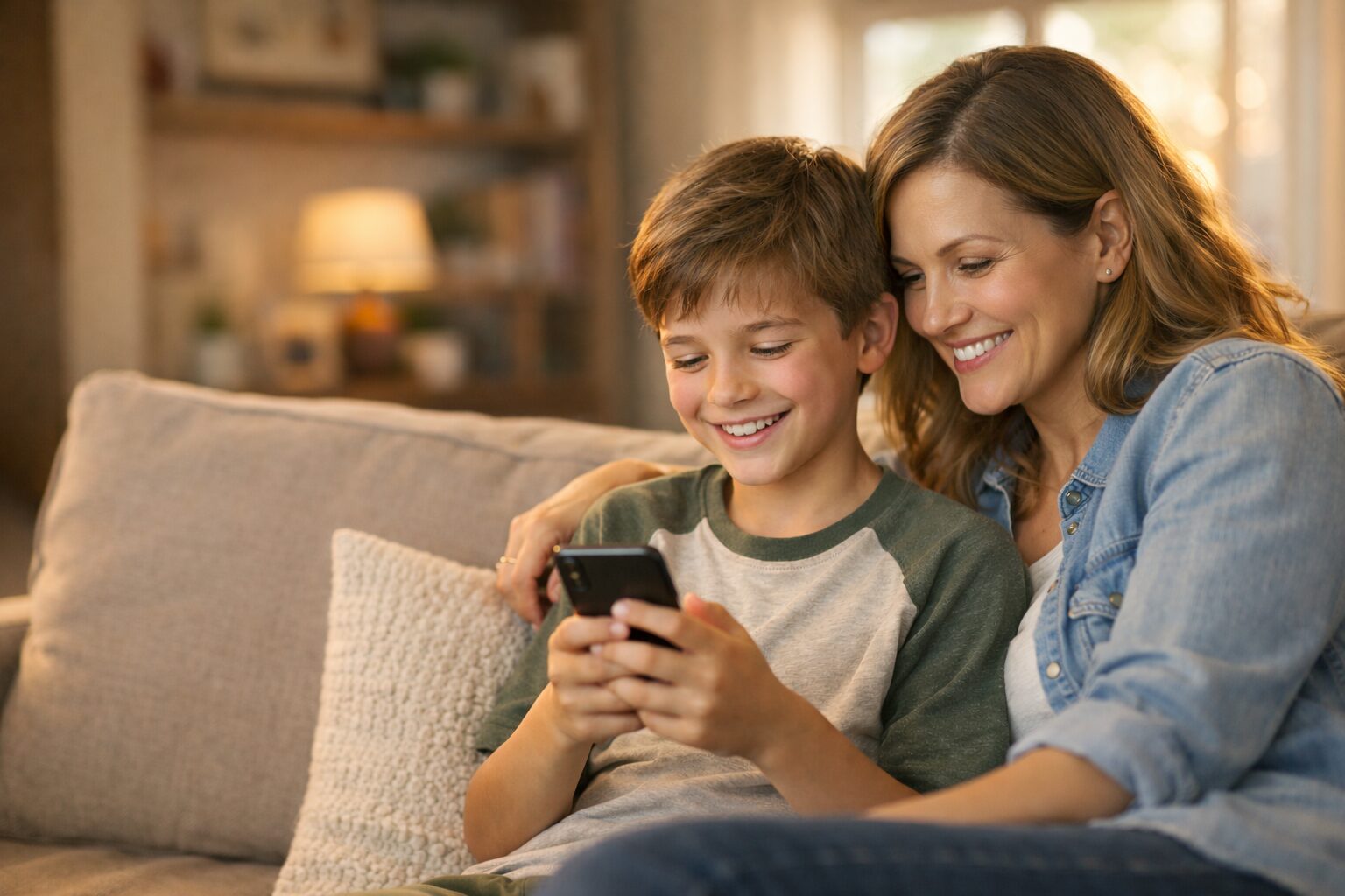 1 / 1 – Madre e hijo compartiendo un momento alegre 