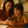 Madre e hijo preparando juntos el primer móvil para la vuelta al cole 2026